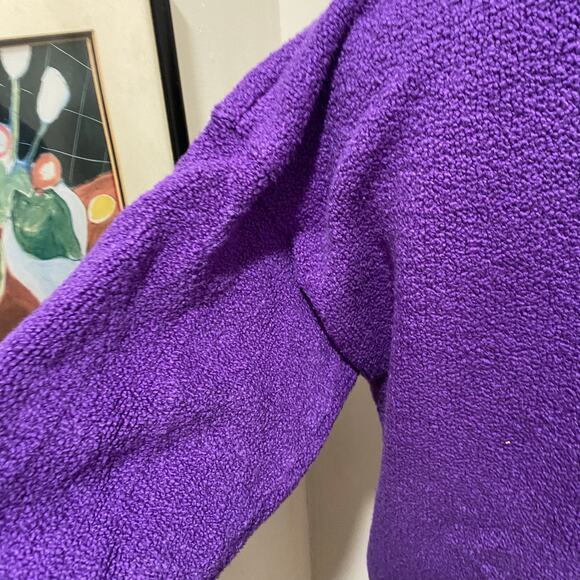 Vintage Eileen Fisher Bright Purple Cardigan Sweater Size 1 Cotton Boucle - Picture 8 of 11